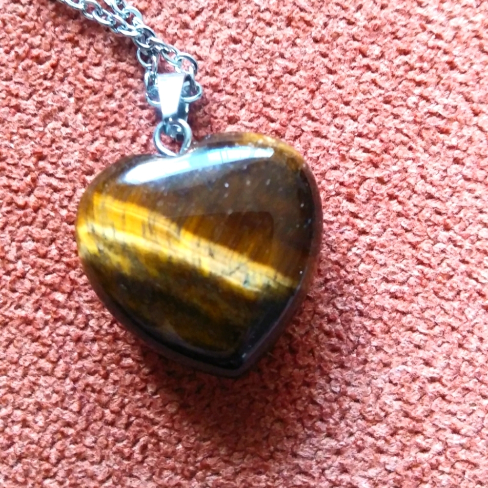 Tigers eye heart necklace